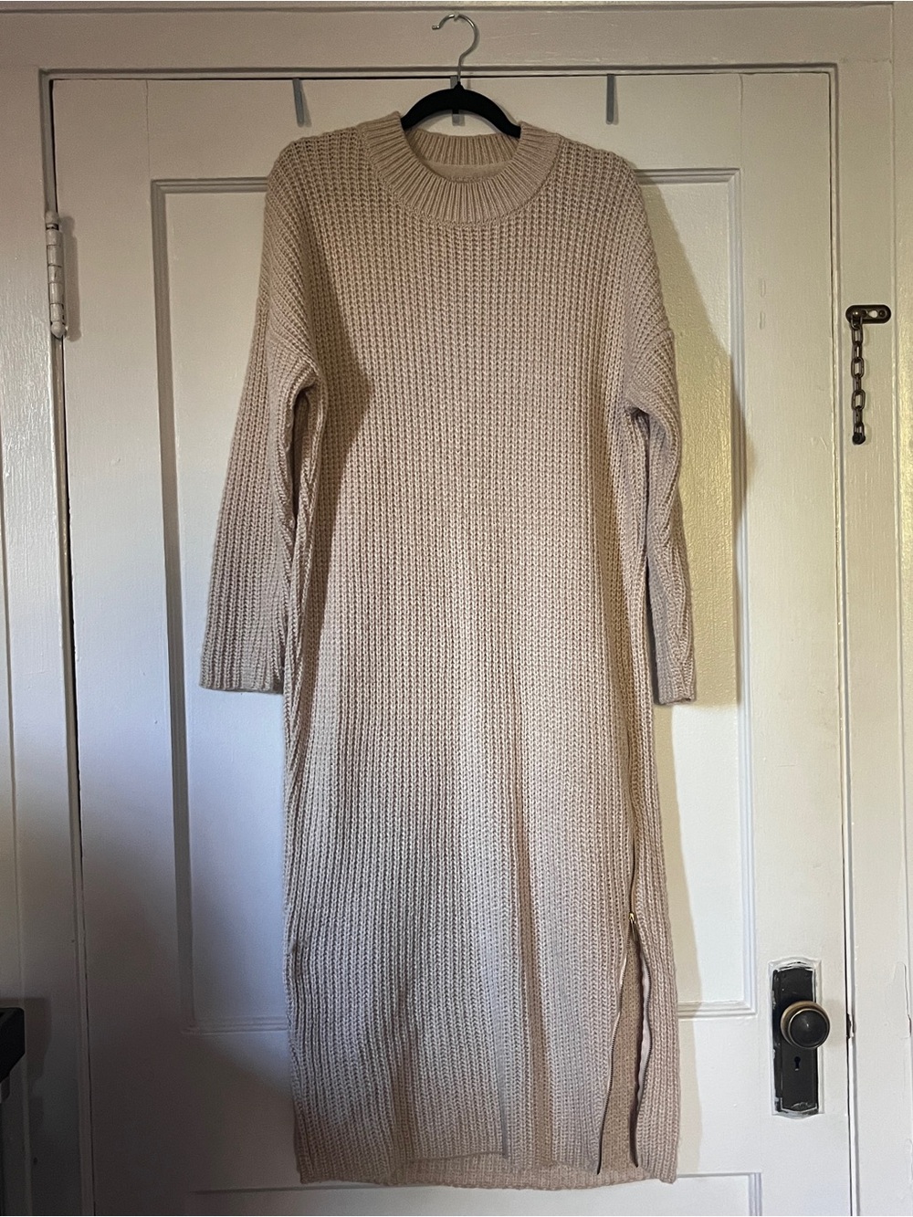 ASOS Beige Long Sleeve Knit Sweater Dress